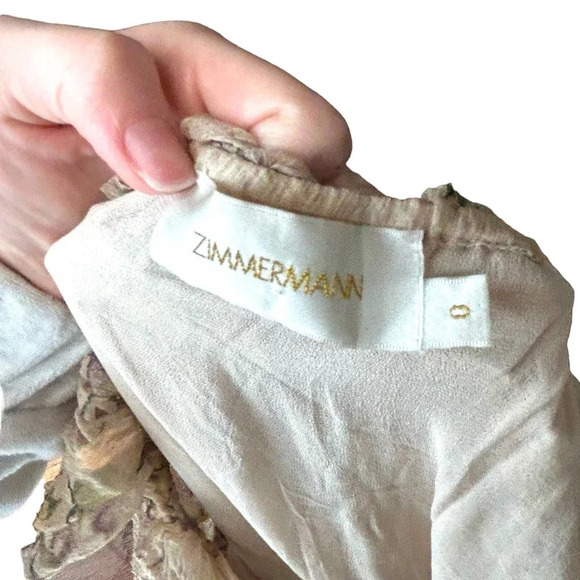 Zimmermann Unbridled Off-the-shoulder Ruffle‎ Romper Lilac Wisteria Floral - Picture 7 of 9